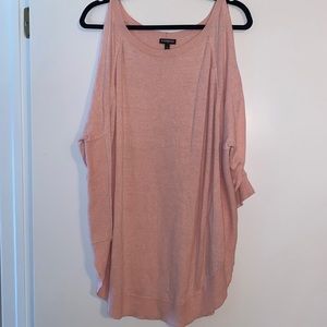 Light pink cut out shoulder sweater